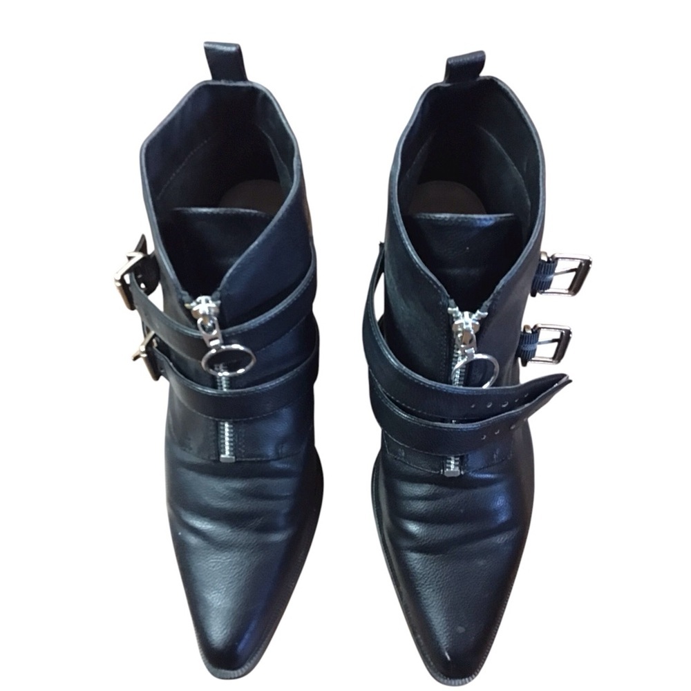 Who What, Wear Zip Buckle Black Ankle Boots Size 9 - Picture 6 of 8